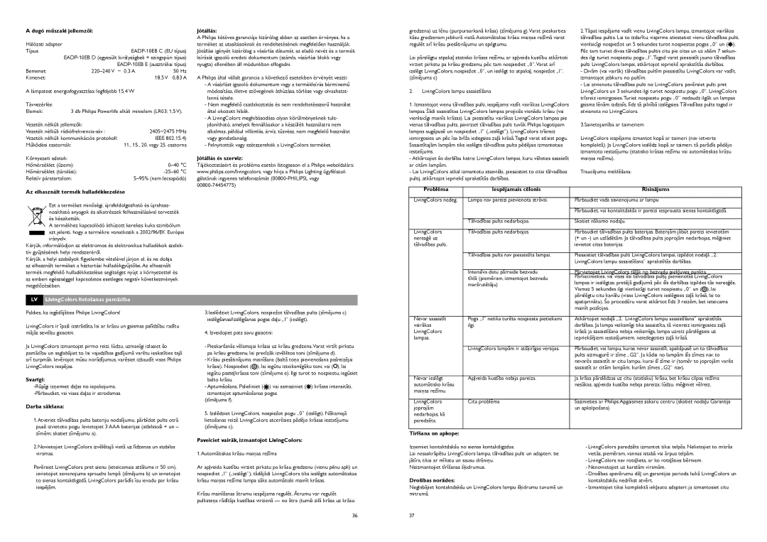 Philips livingcolors manual LV LivingColors lietošanas pamācība 