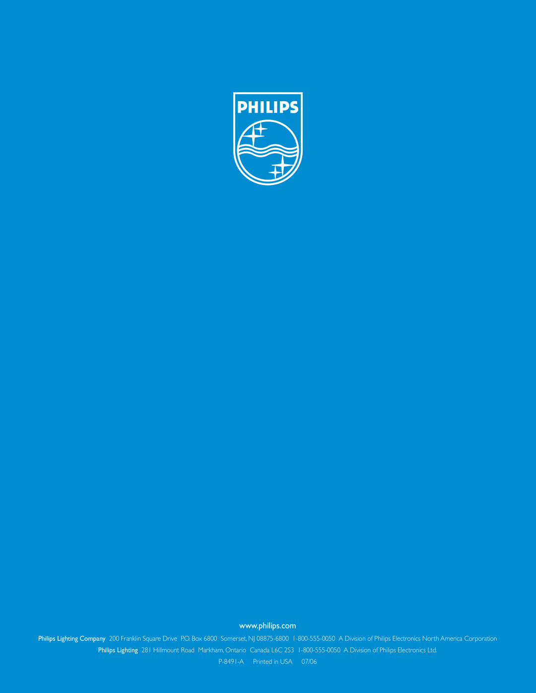 Philips Long Life Light Bulb manual P-8491-A, 07/06 