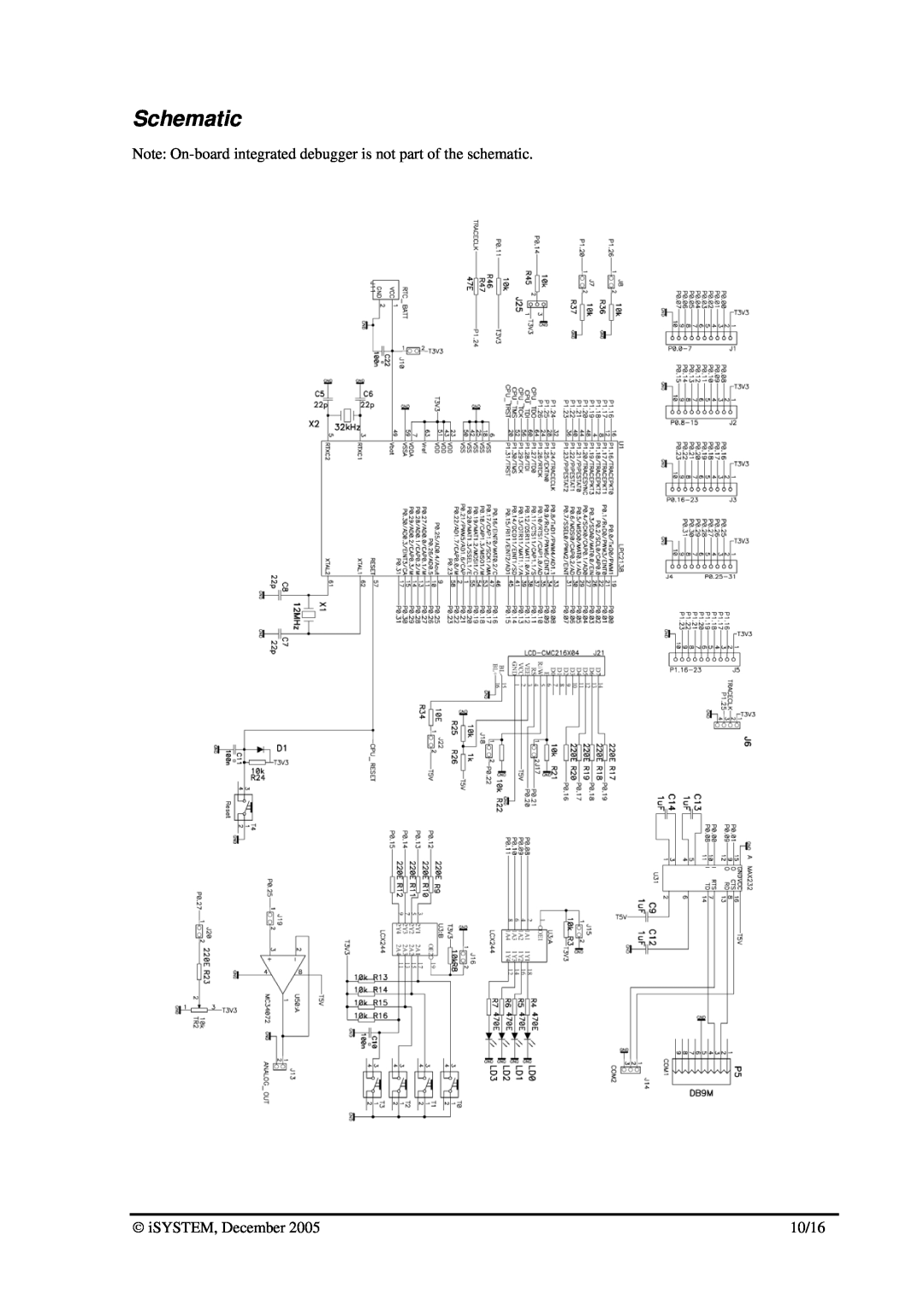 Philips LPC2138 dimensions Schematic, iSYSTEM, December, 10/16 