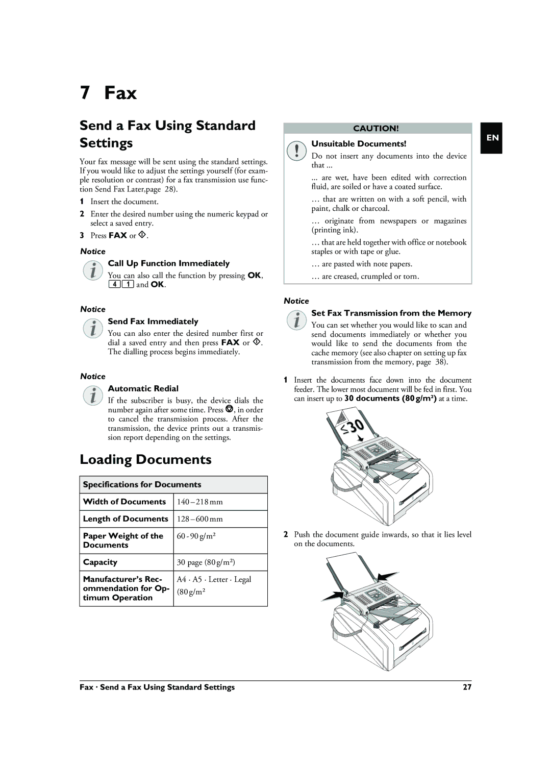 Philips 253117544-B, LPF 5135, LPF 5125, LPF 5120 user manual Send a Fax Using Standard Settings, Loading Documents 