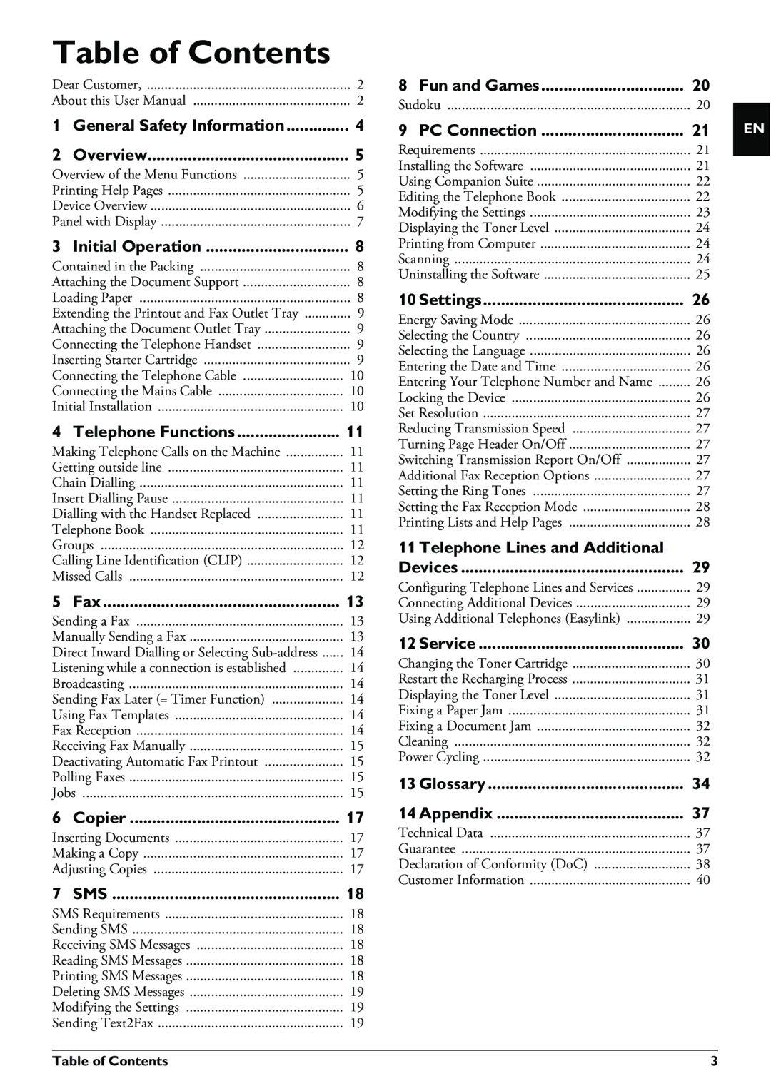 Philips LPF 920, LPF 940, LPF 925, LPF 935 user manual Table of Contents 