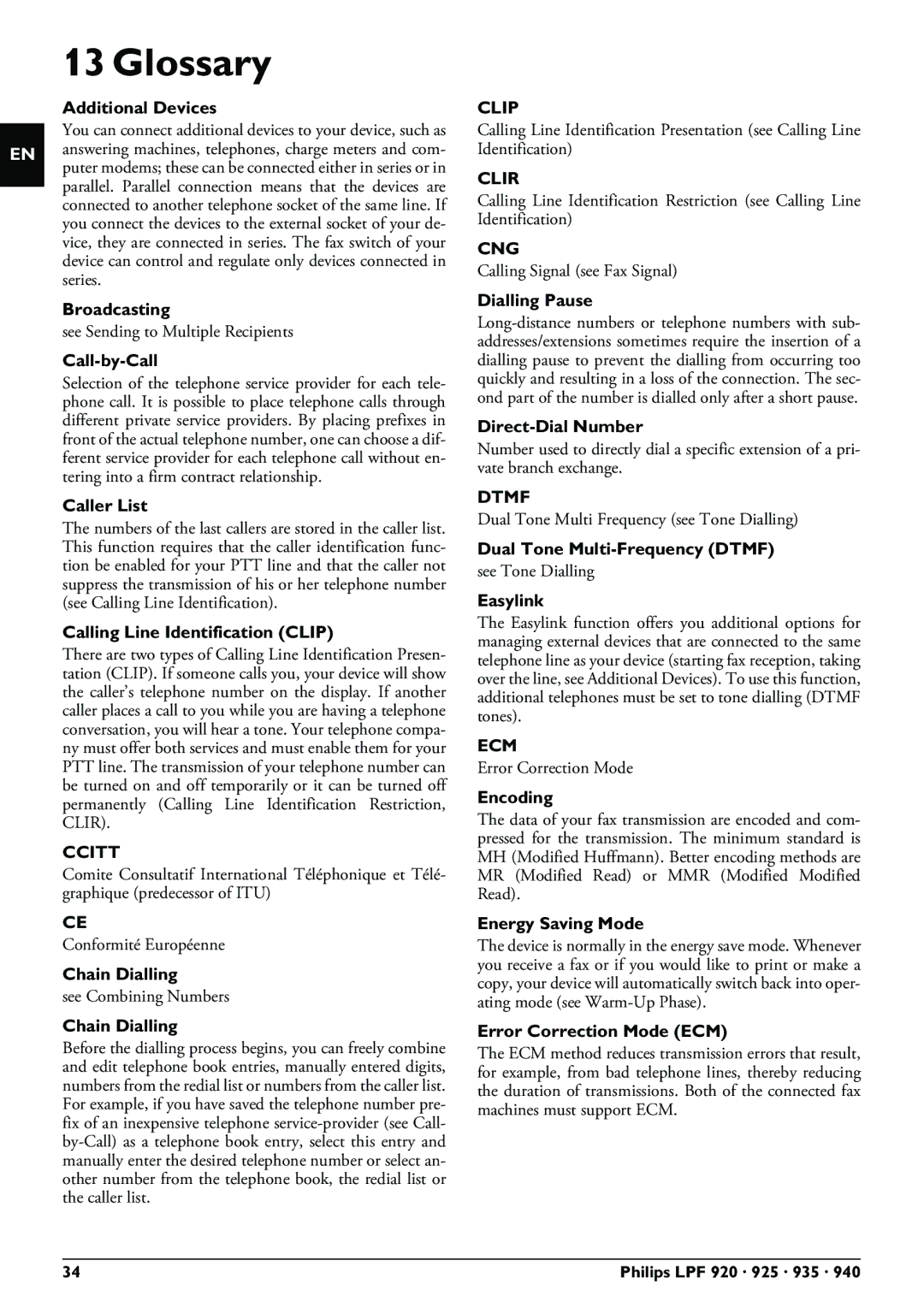 Philips LPF 935, LPF 940, LPF 925, LPF 920 user manual Glossary, Additional Devices 