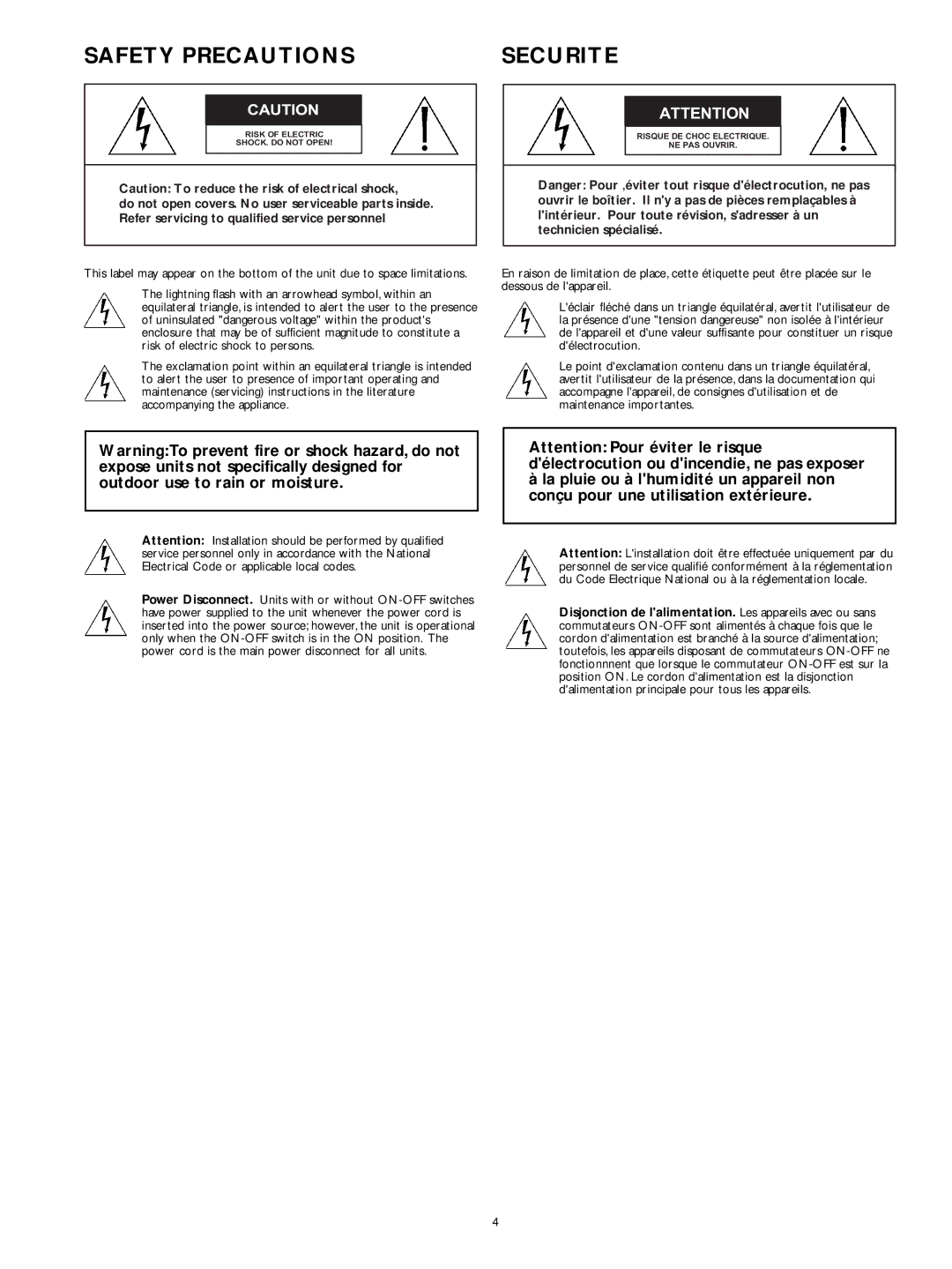 Philips LTC 2600 manual Safety Precautions Securite, U T I O N 