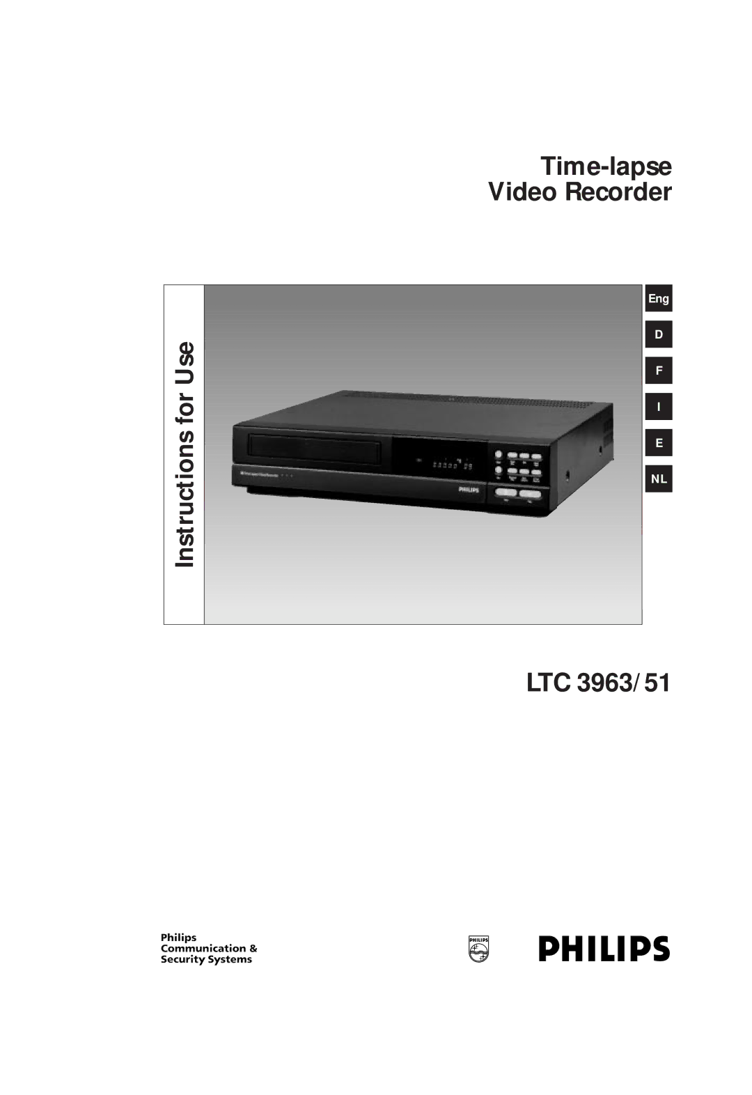 Philips LTC 3963/51 manual Time-lapse Video Recorder 