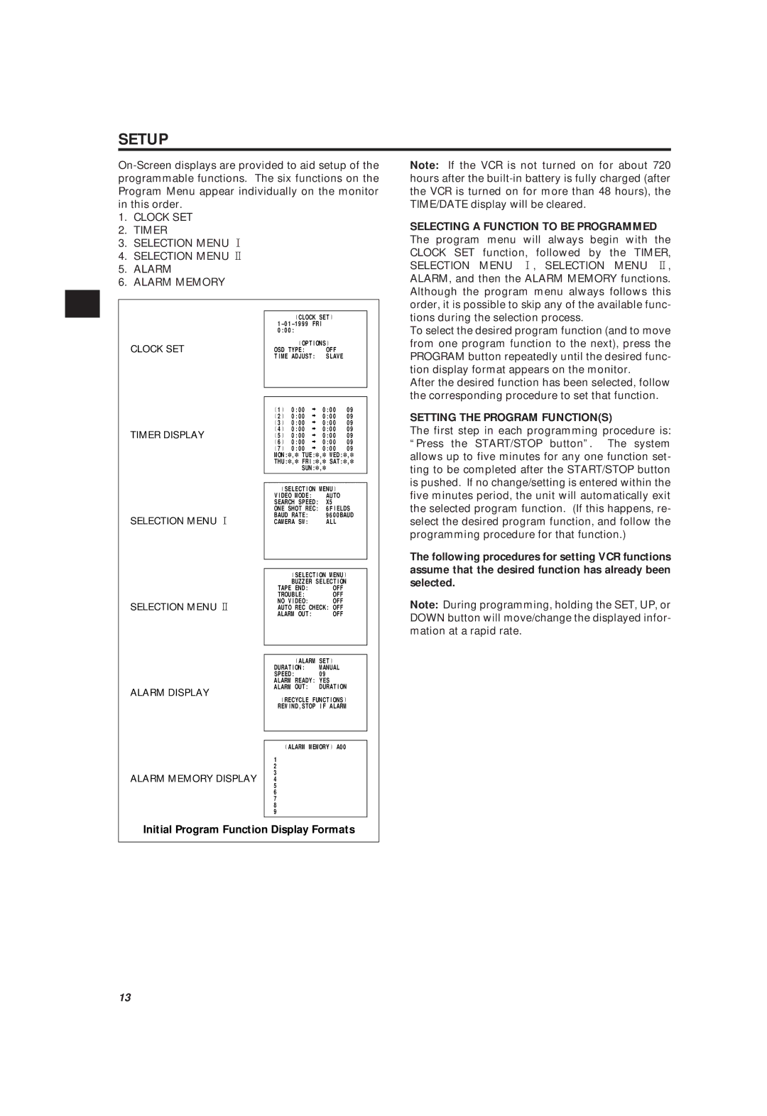 Philips LTC 3963/51 manual Setup, Setting the Program Functions 