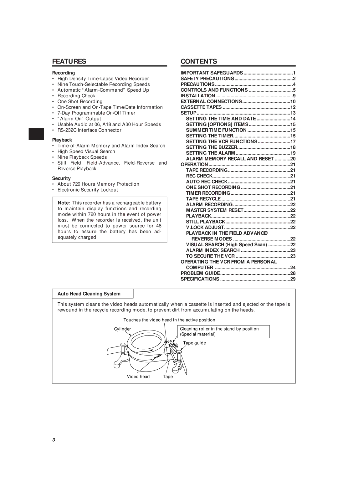 Philips LTC 3963/51 manual Features Contents 