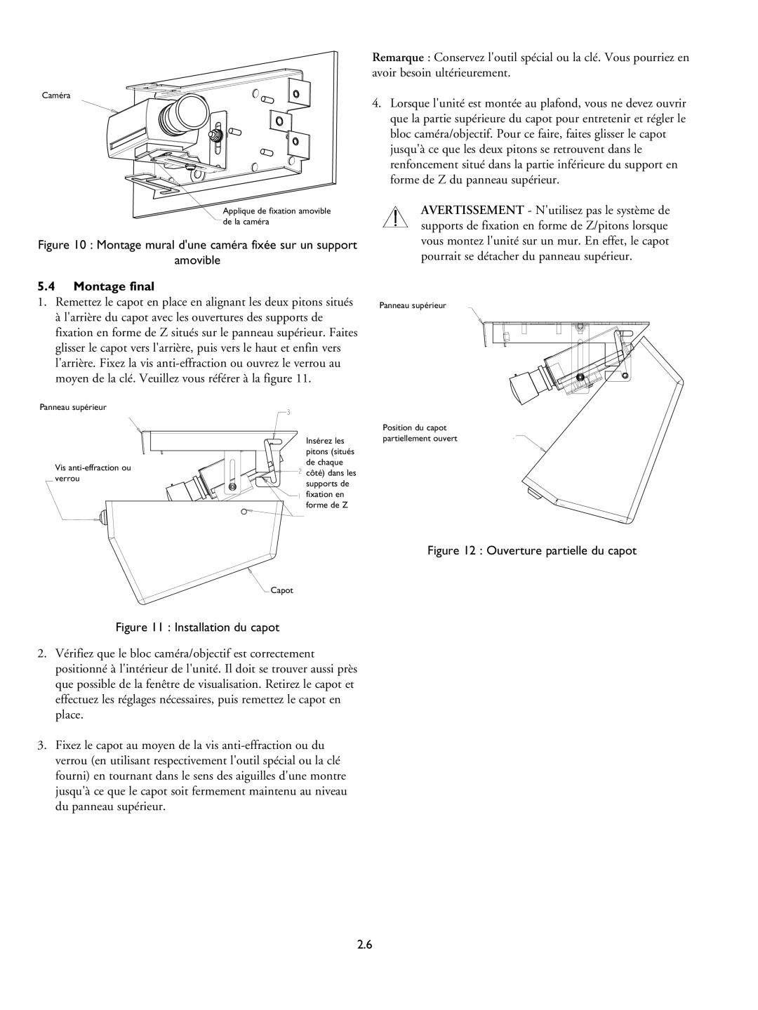 Philips LTC 9405 installation instructions Montage final, Montage mural dune caméra fixée sur un support 