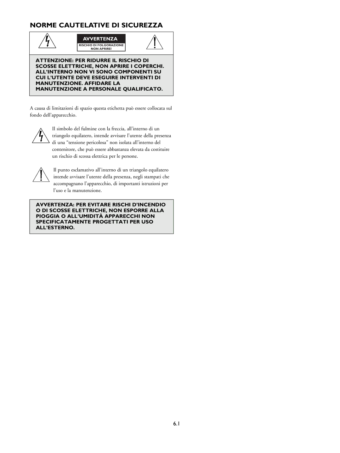 Philips LTC 9405 installation instructions Norme Cautelative DI Sicurezza 