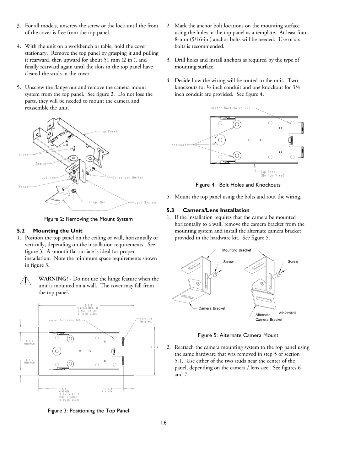 Philips LTC 9405 installation instructions Mounting the Unit, Camera/Lens Installation 