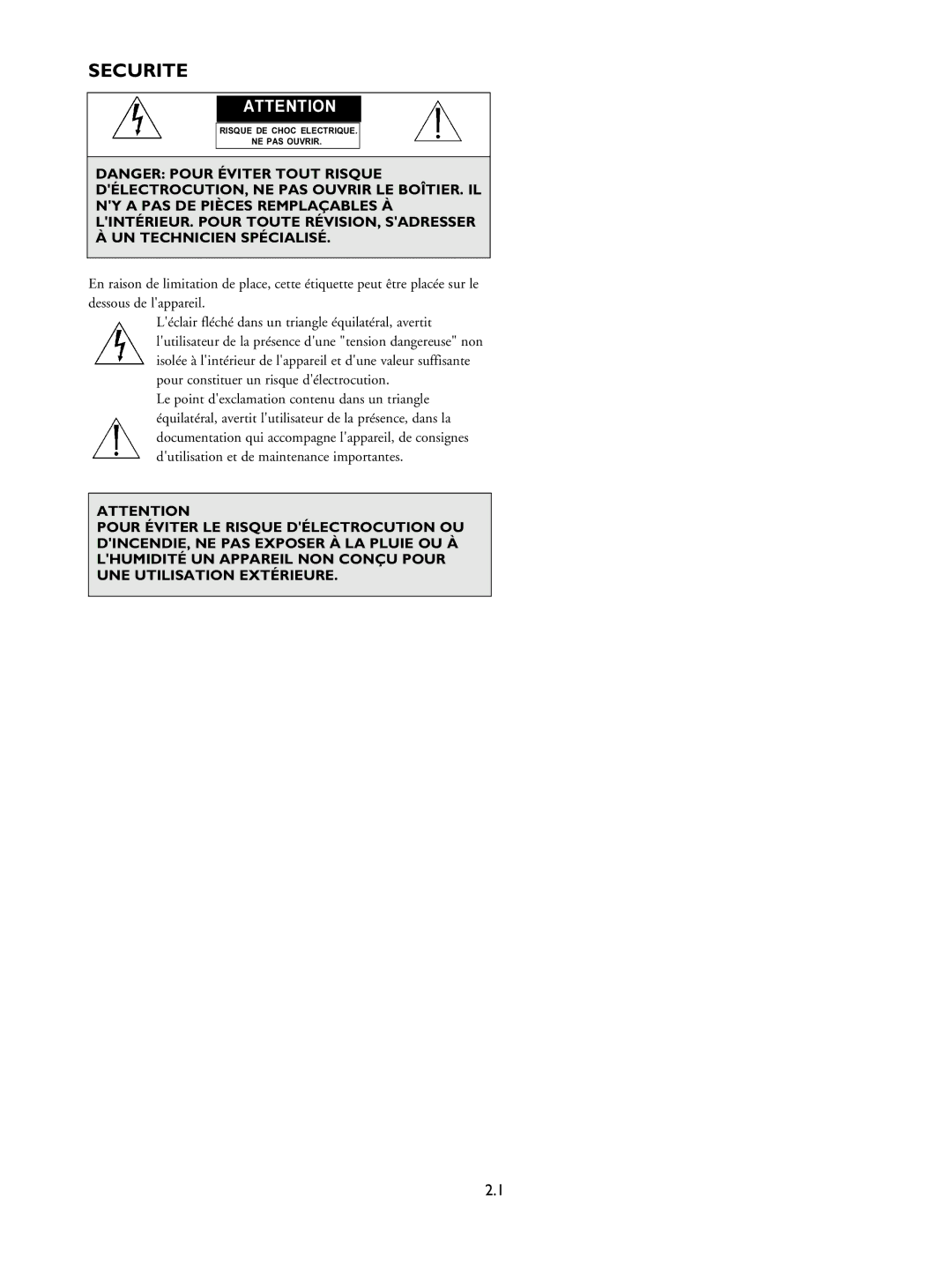 Philips LTC 9405 installation instructions Securite 