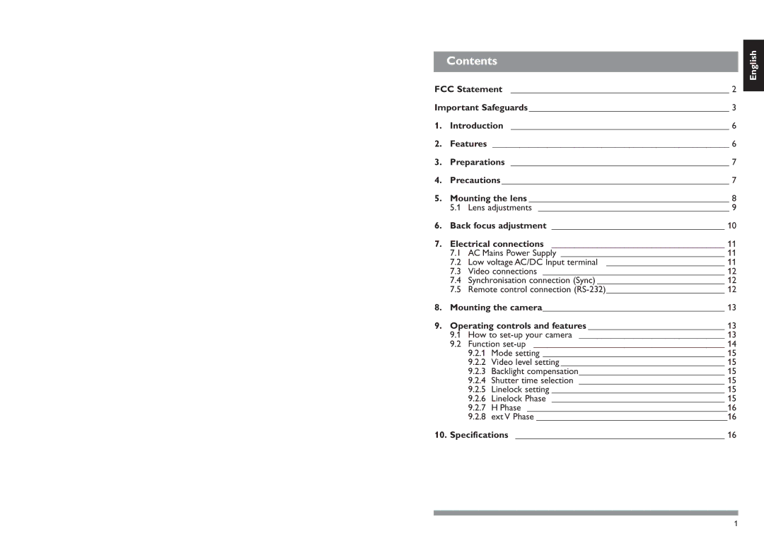 Philips LTC0500 installation manual Contents 