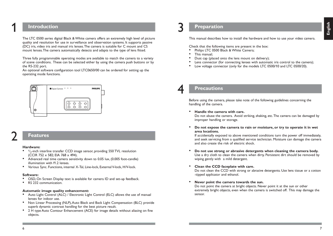 Philips LTC0500 installation manual Introduction, Features, Preparation, Precautions 