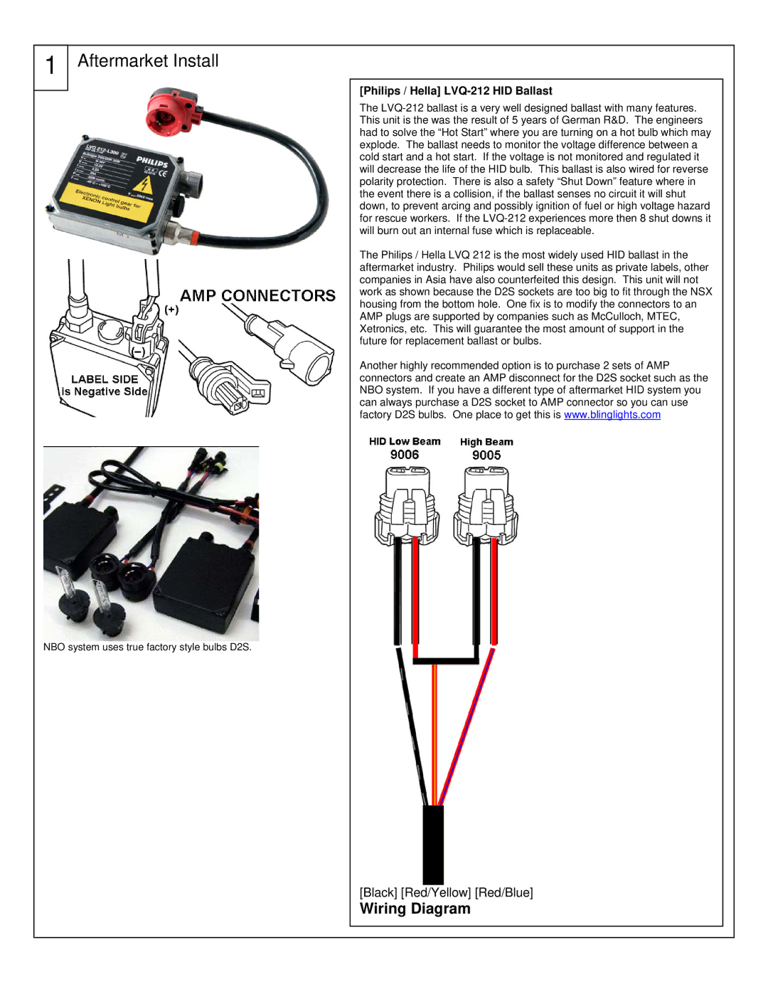 Philips manual Aftermarket Install, Philips / Hella LVQ-212 HID Ballast 