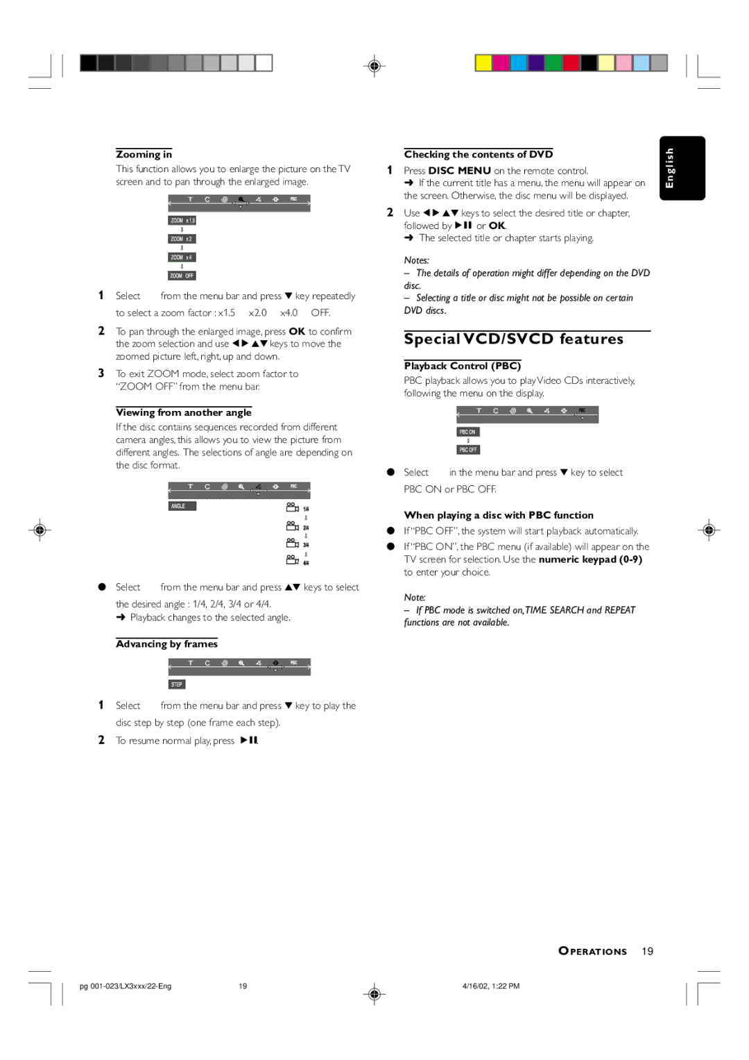 Philips LX-3000D manual Special VCD/SVCD features 