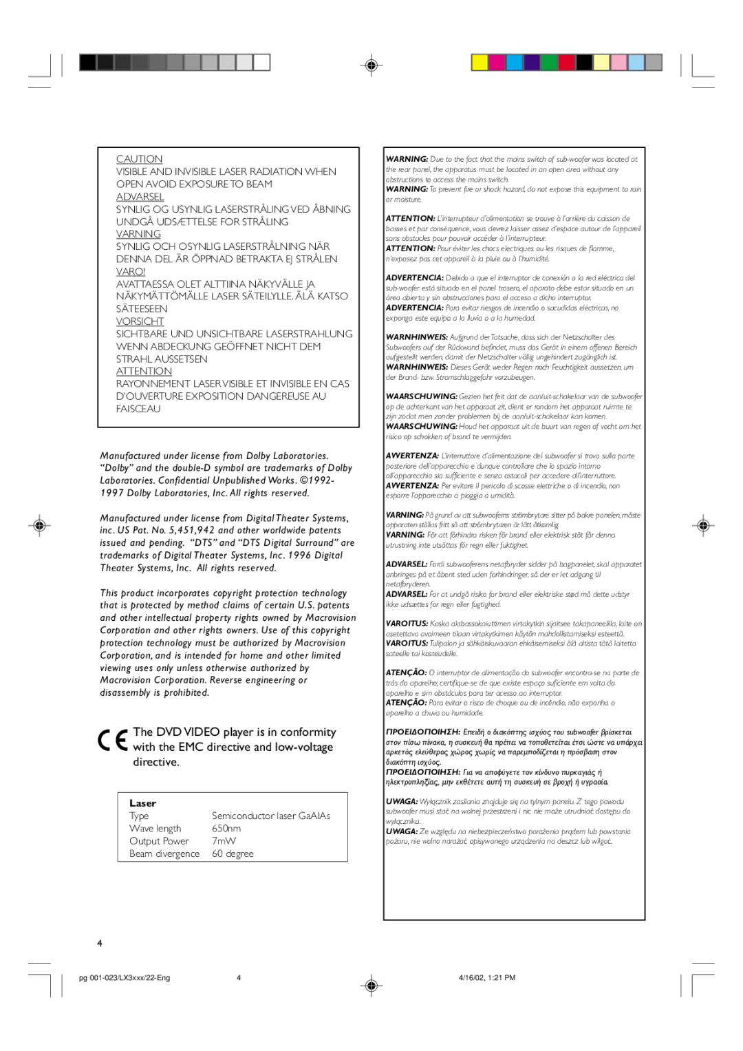 Philips LX-3000D manual Laser 