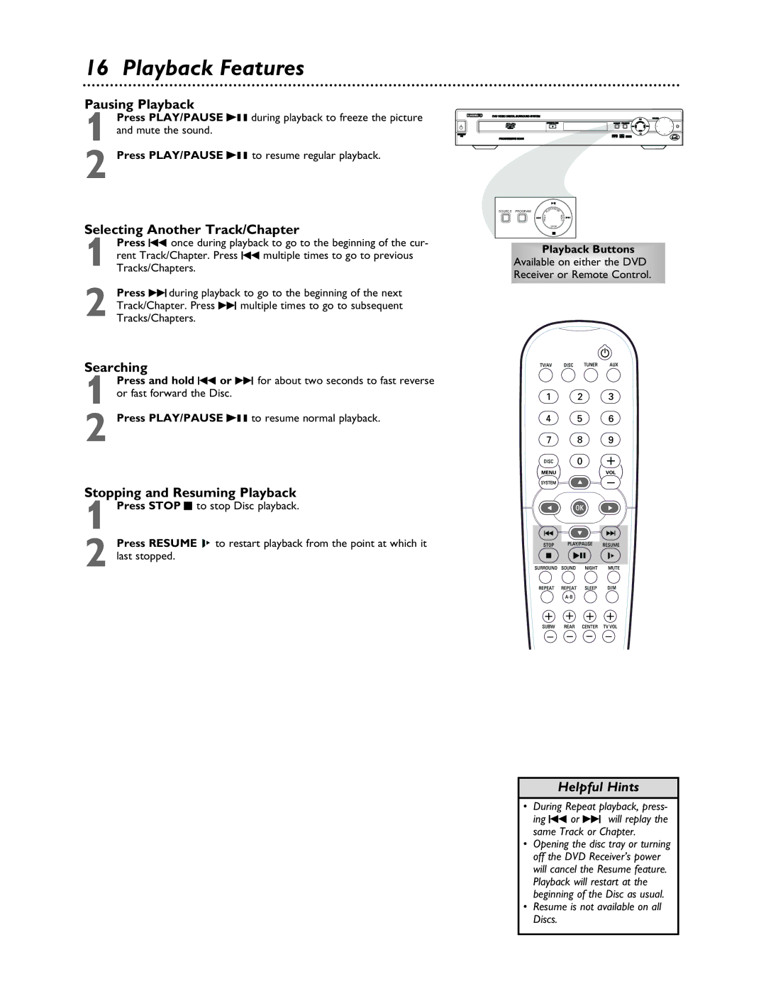 Philips LX3000 warranty Playback Features, Pausing Playback 