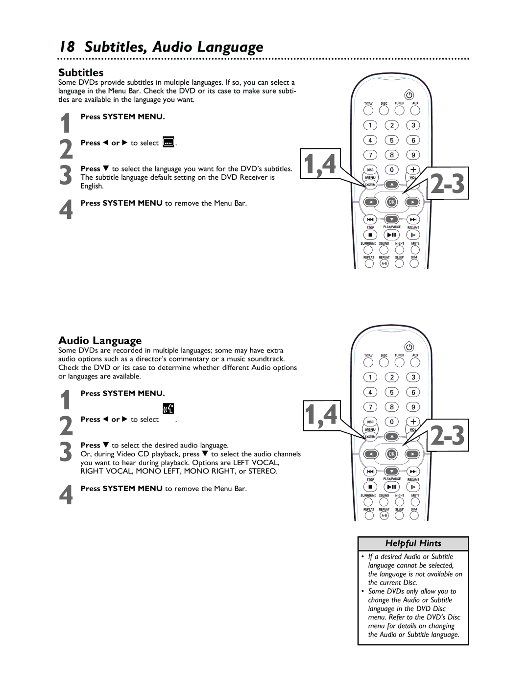 Philips LX3000 warranty Subtitles, Audio Language, Press System Menu Press or to select 