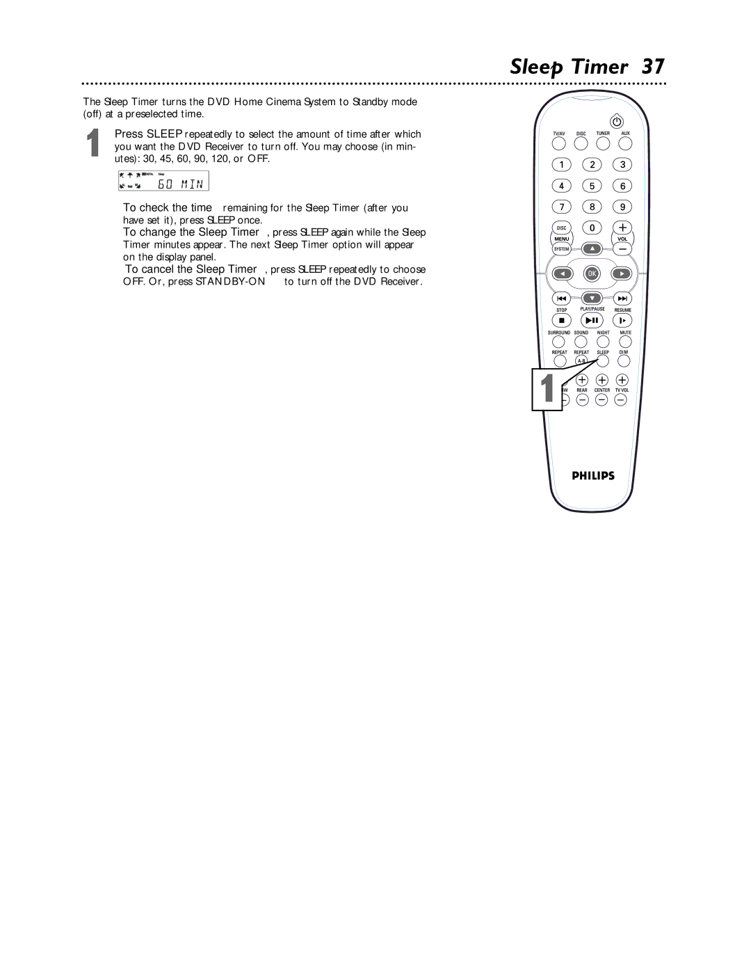 Philips LX3000 warranty Sleep Timer 