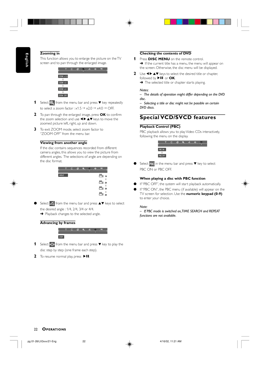 Philips LX3000D manual Special VCD/SVCD features 