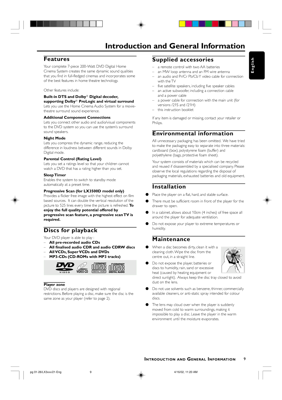 Philips LX3000D manual Introduction and General Information 