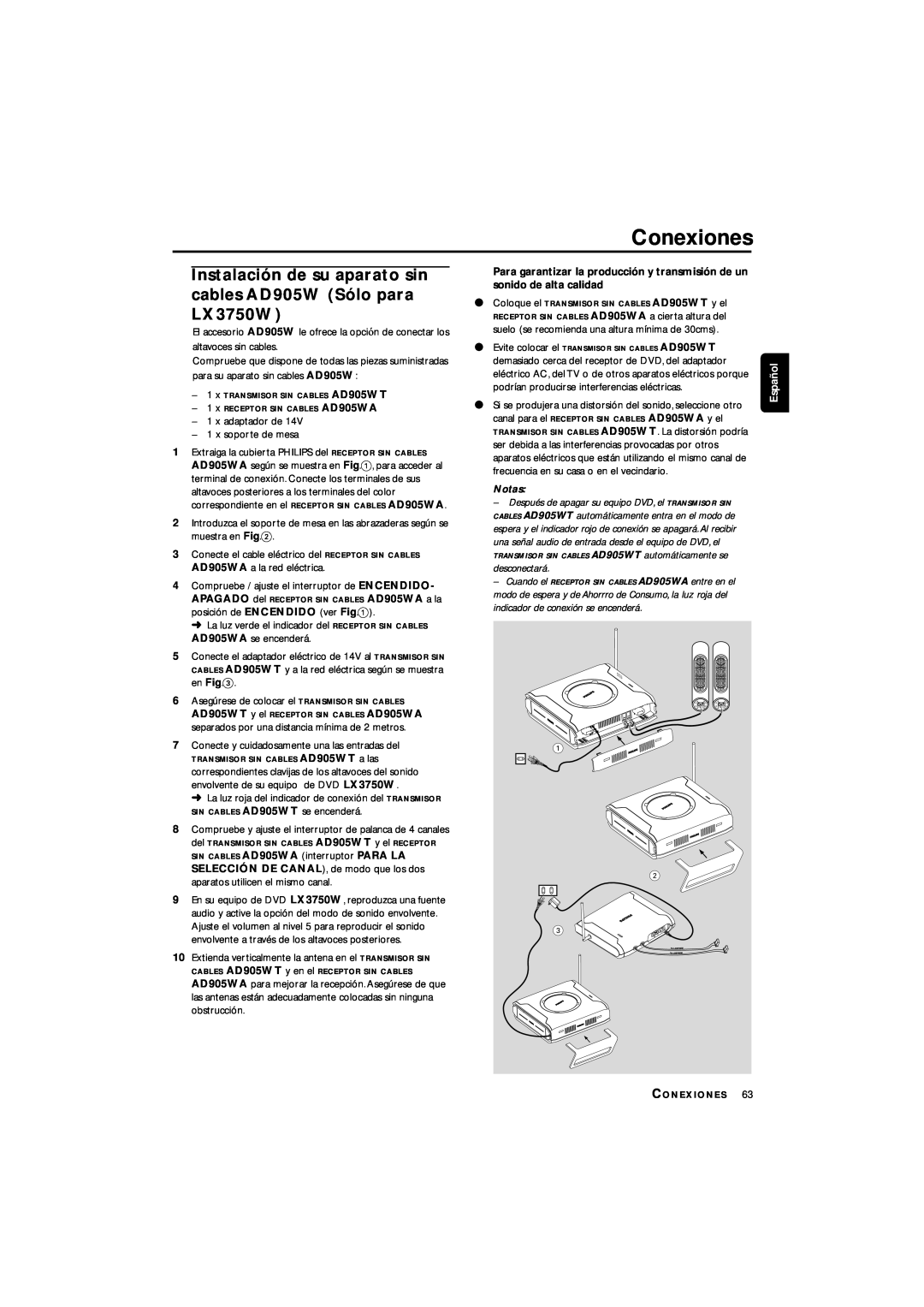 Philips LX3700D manual Conexiones, x adaptador de -1 x soporte de mesa 