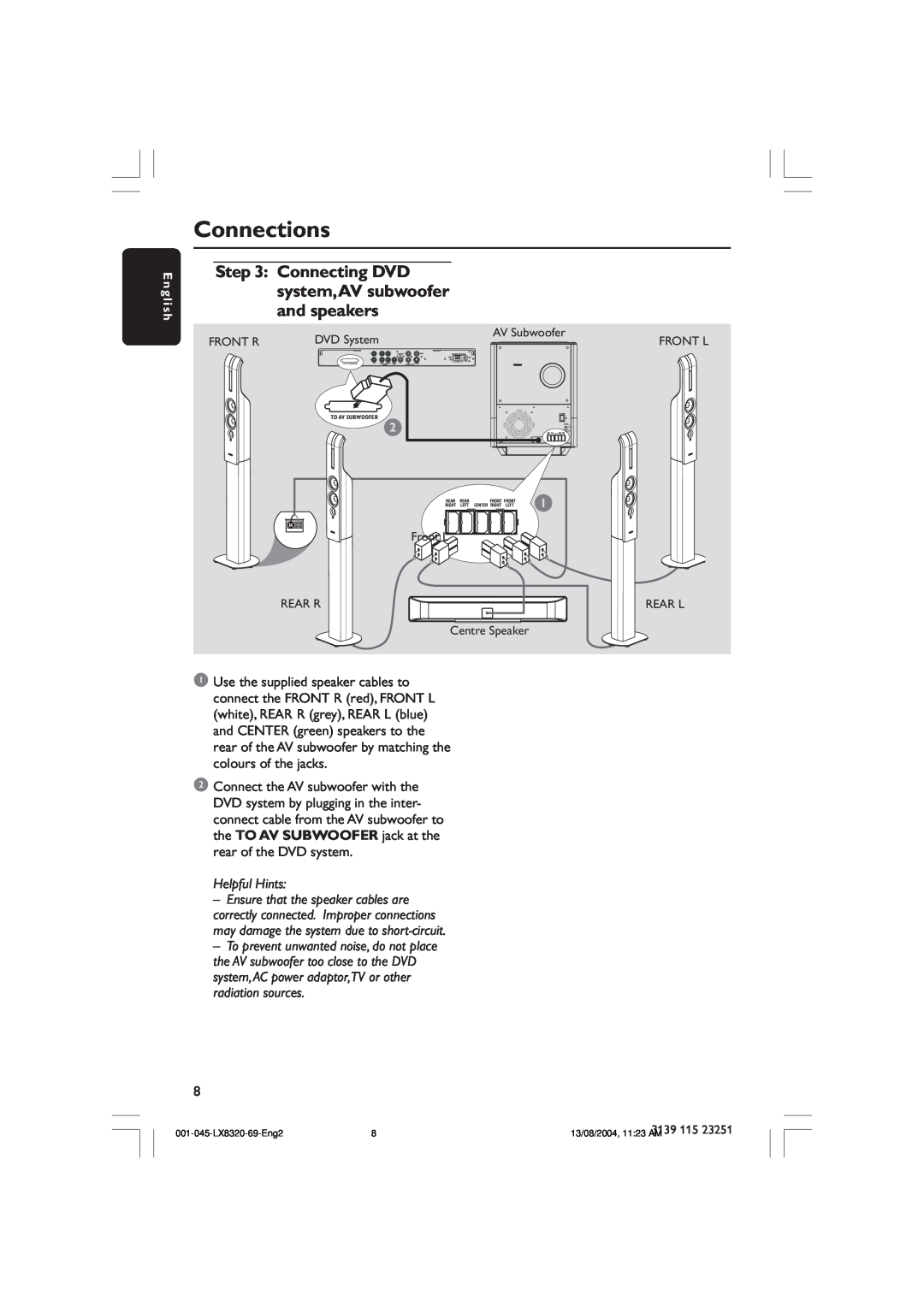 Philips LX8320 user manual Connections, Helpful Hints 