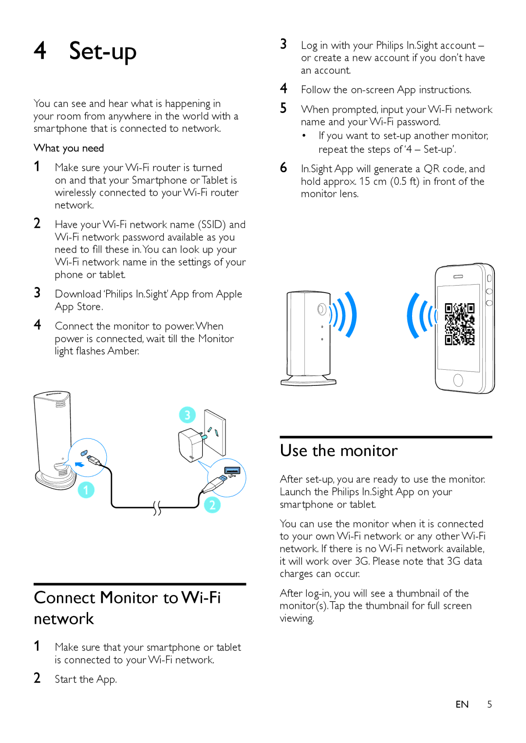 Philips M100 user manual Set-up, Connect Monitor to Wi-Fi network 