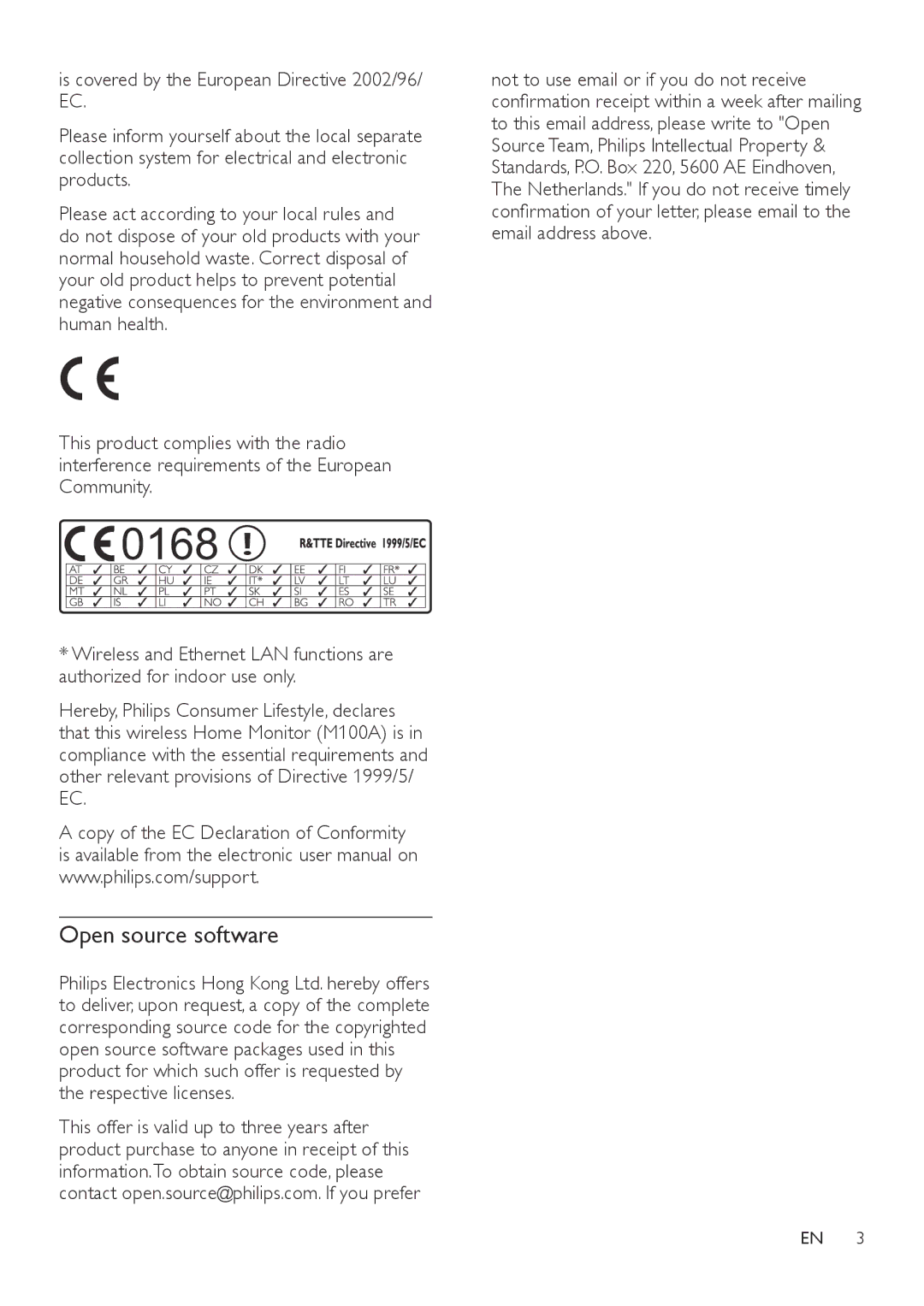 Philips M100A user manual  