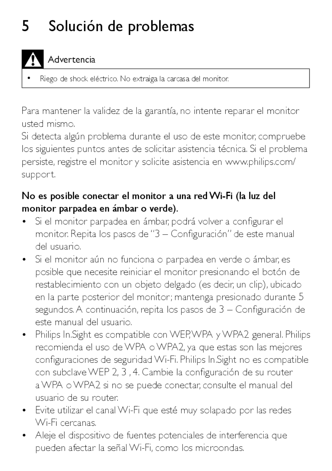 Philips M100D manual Solución de problemas 