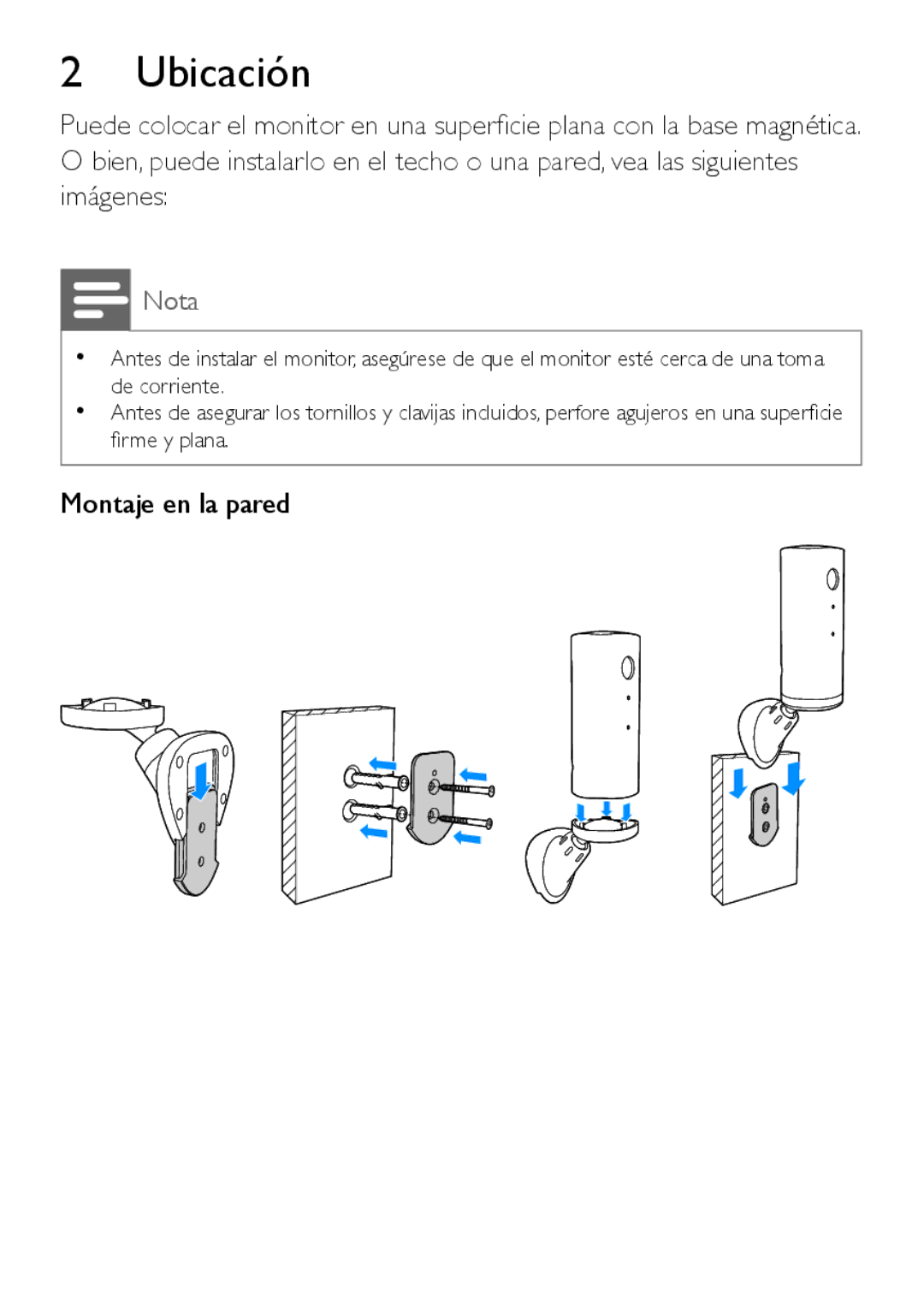 Philips M100D manual Ubicación 