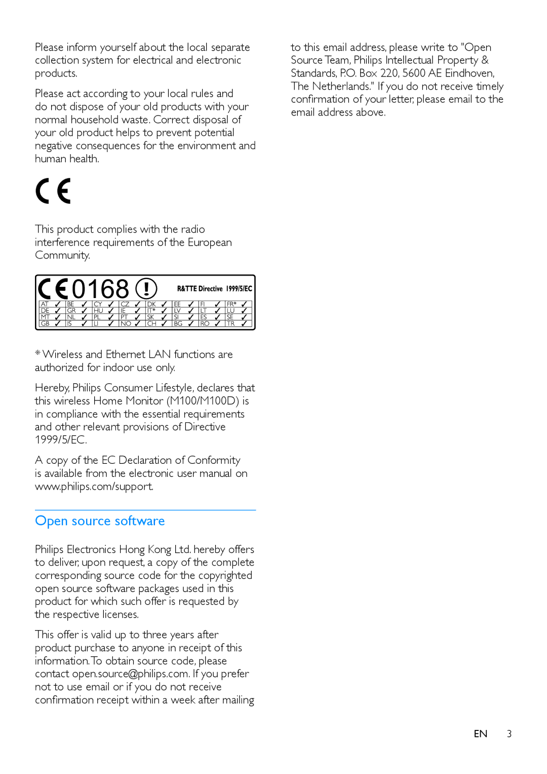 Philips M100D user manual  