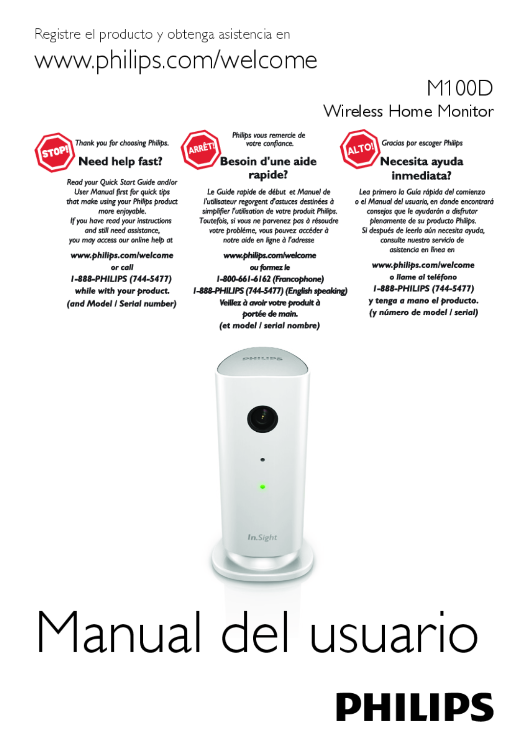 Philips user manual User manual, Always there to help you, Question? Contact Philips, M100D Wireless Home Monitor 