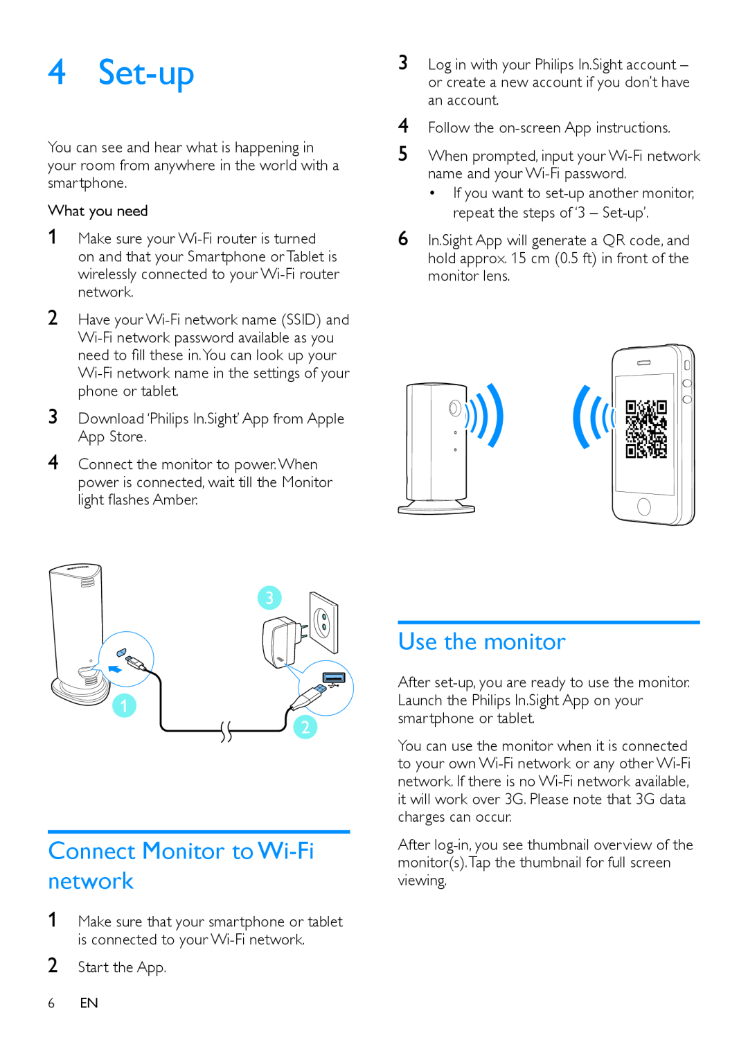 Philips M100D user manual Set-up, Connect Monitor to Wi-Finetwork, Use the monitor 