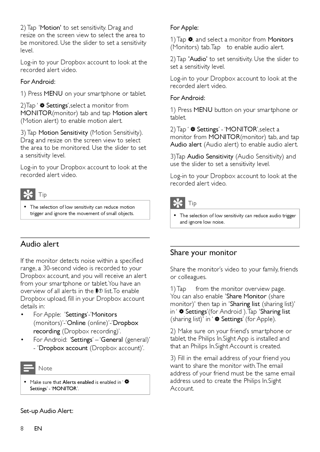 Philips M100E user manual Share your monitor, Audio alert Audio alert to enable audio alert, Set-up Audio Alert 