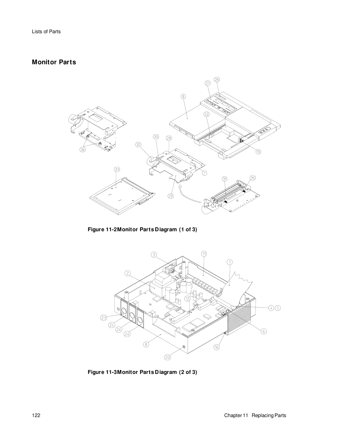 Philips M1353A, M1351A manual 2Monitor Parts Diagram 1 