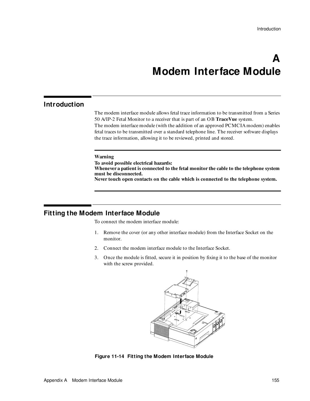 Philips M1351A, M1353A manual Fitting the Modem Interface Module 