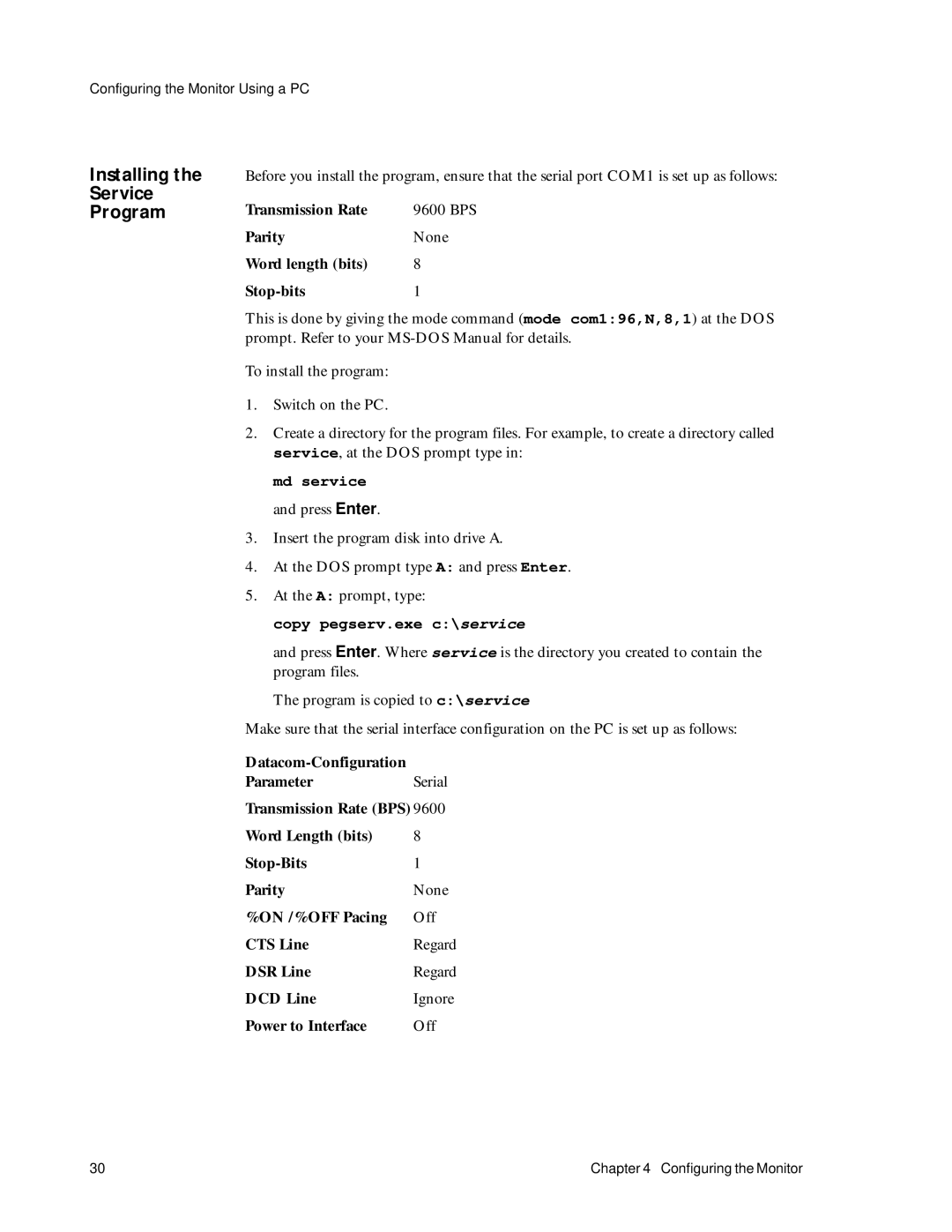 Philips M1353A, M1351A manual Installing, Service Program 