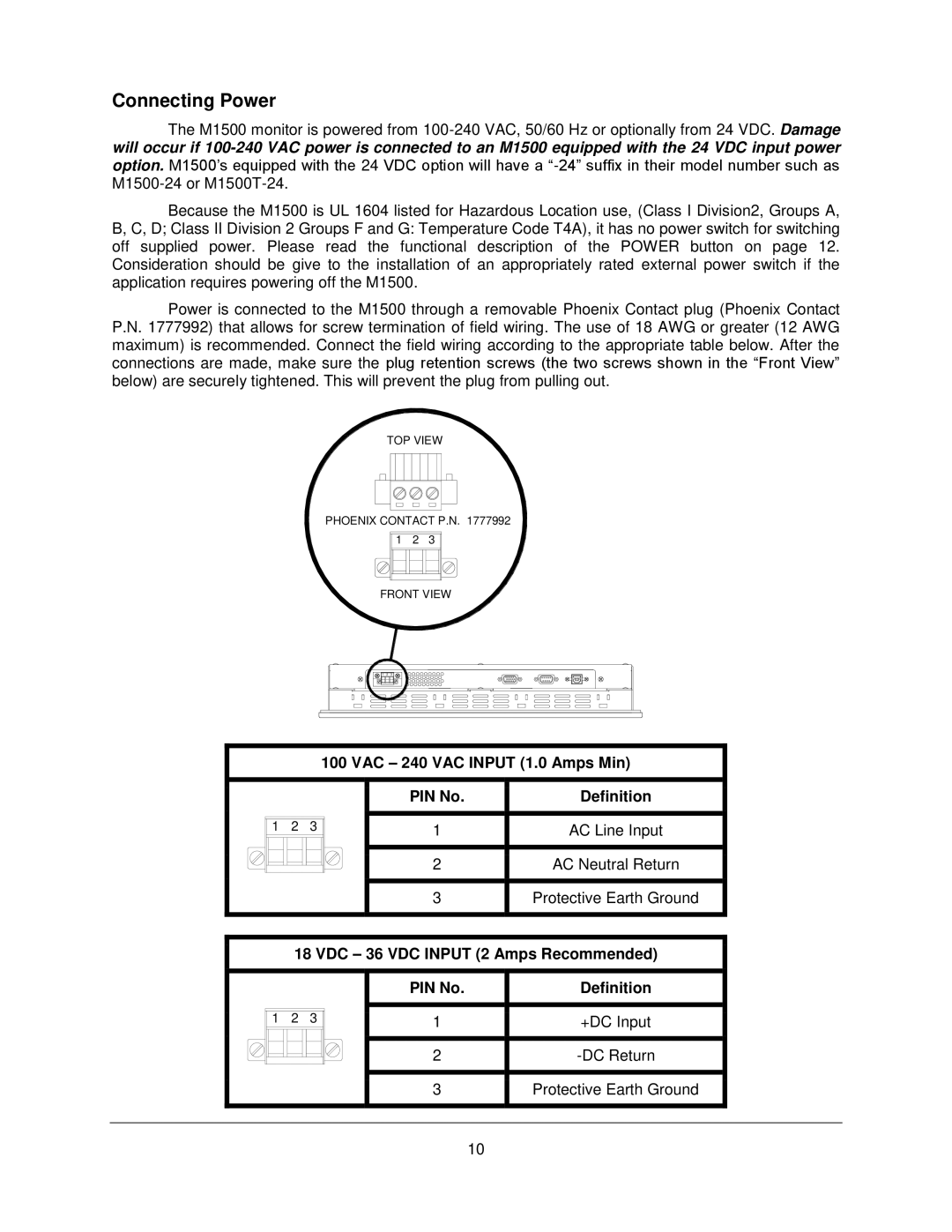 Philips M1500T manual Connecting Power 