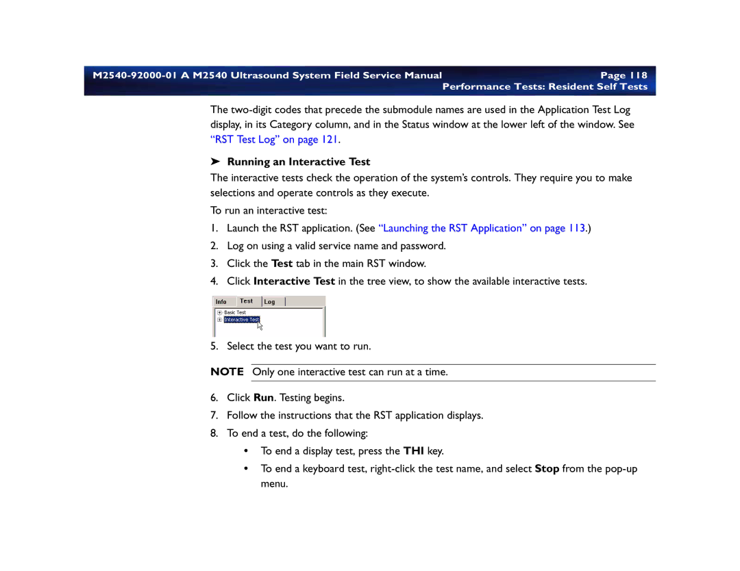 Philips M2540 service manual Running an Interactive Test 