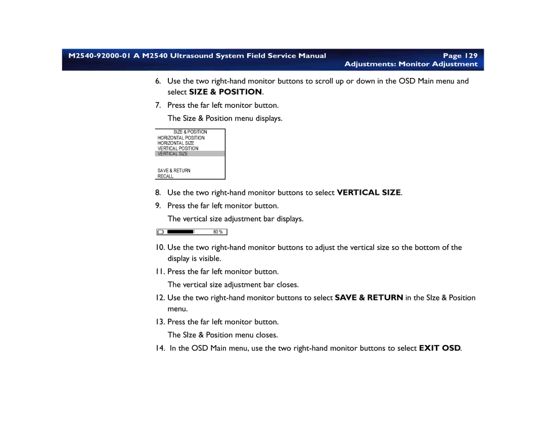 Philips M2540 service manual Adjustments Monitor Adjustment 