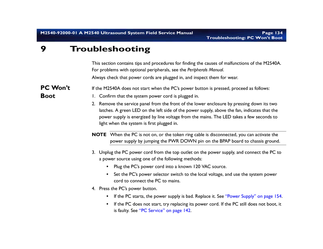 Philips M2540 service manual Troubleshooting PC Won’t Boot 