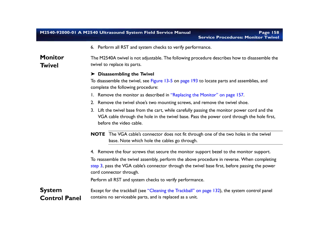 Philips M2540 service manual Monitor Twivel, Disassembling the Twivel 