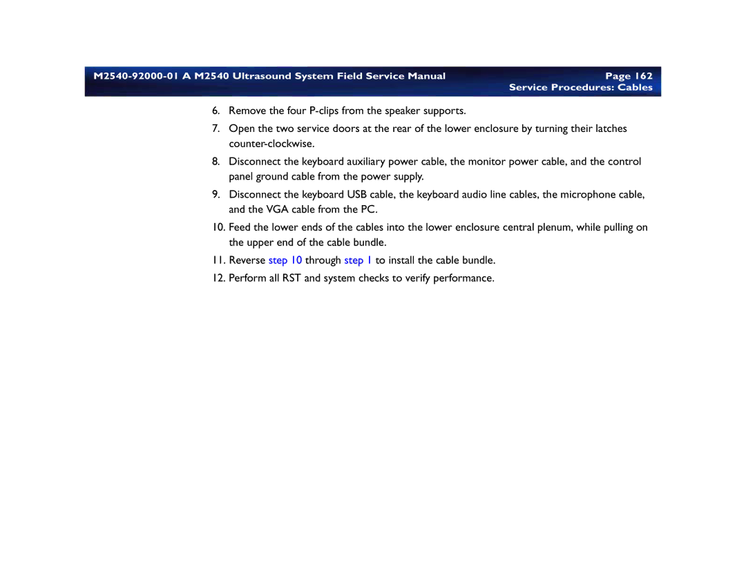 Philips M2540 service manual Service Procedures Cables 