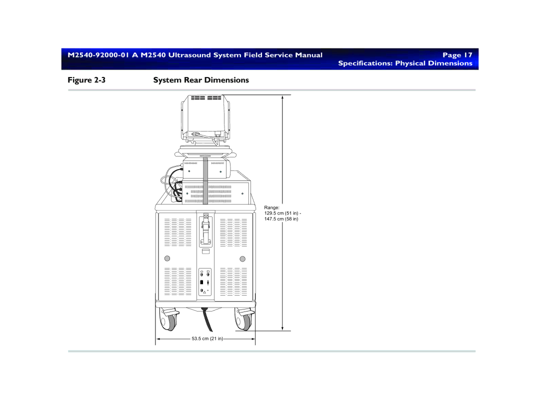 Philips M2540 service manual System Rear Dimensions 