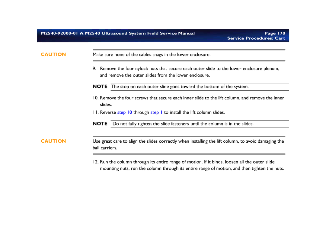 Philips M2540 service manual Make sure none of the cables snags in the lower enclosure 