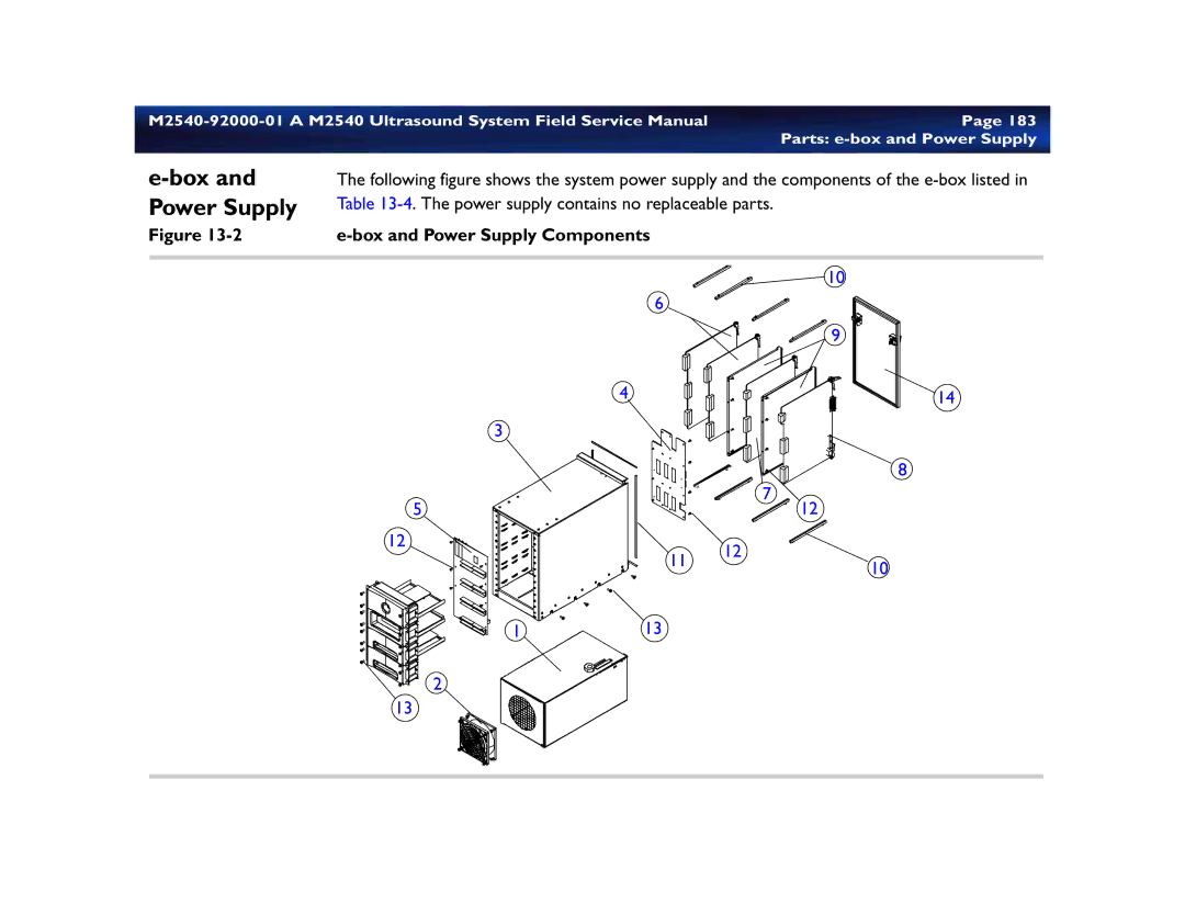 Philips M2540 service manual Box and Power Supply Components 