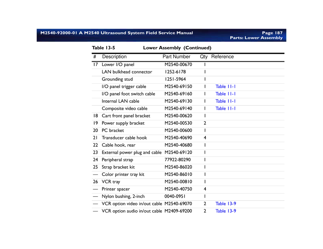 Philips M2540 service manual Parts Lower Assembly 