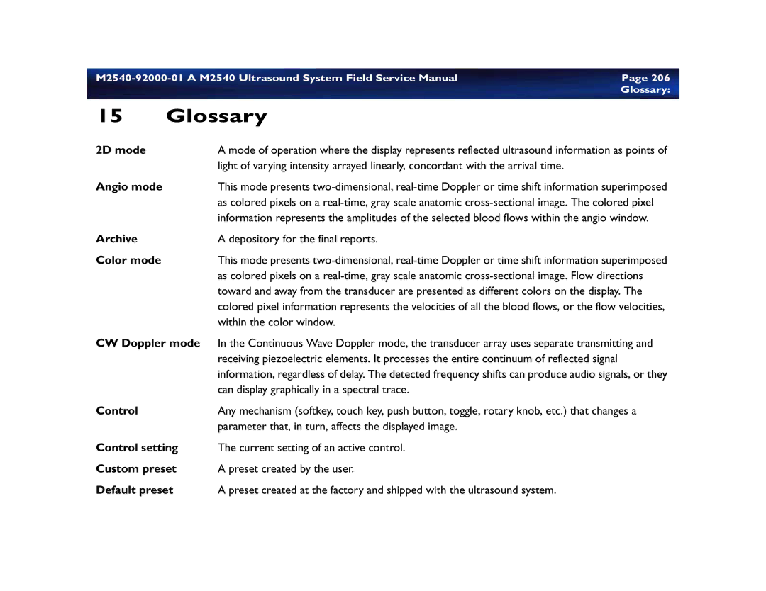 Philips M2540 service manual Glossary 