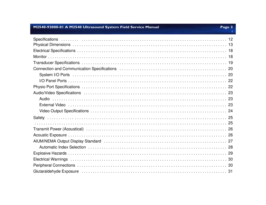 Philips M2540 service manual Specifications, Safety 