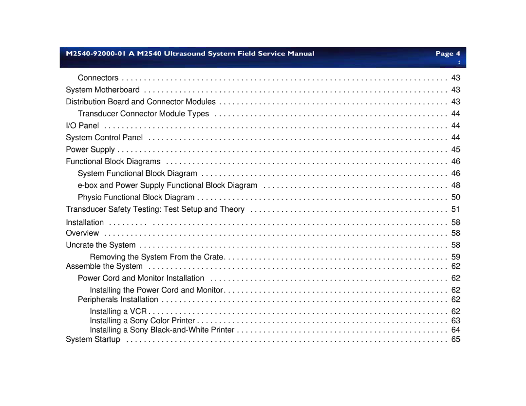 Philips M2540 service manual Installation 